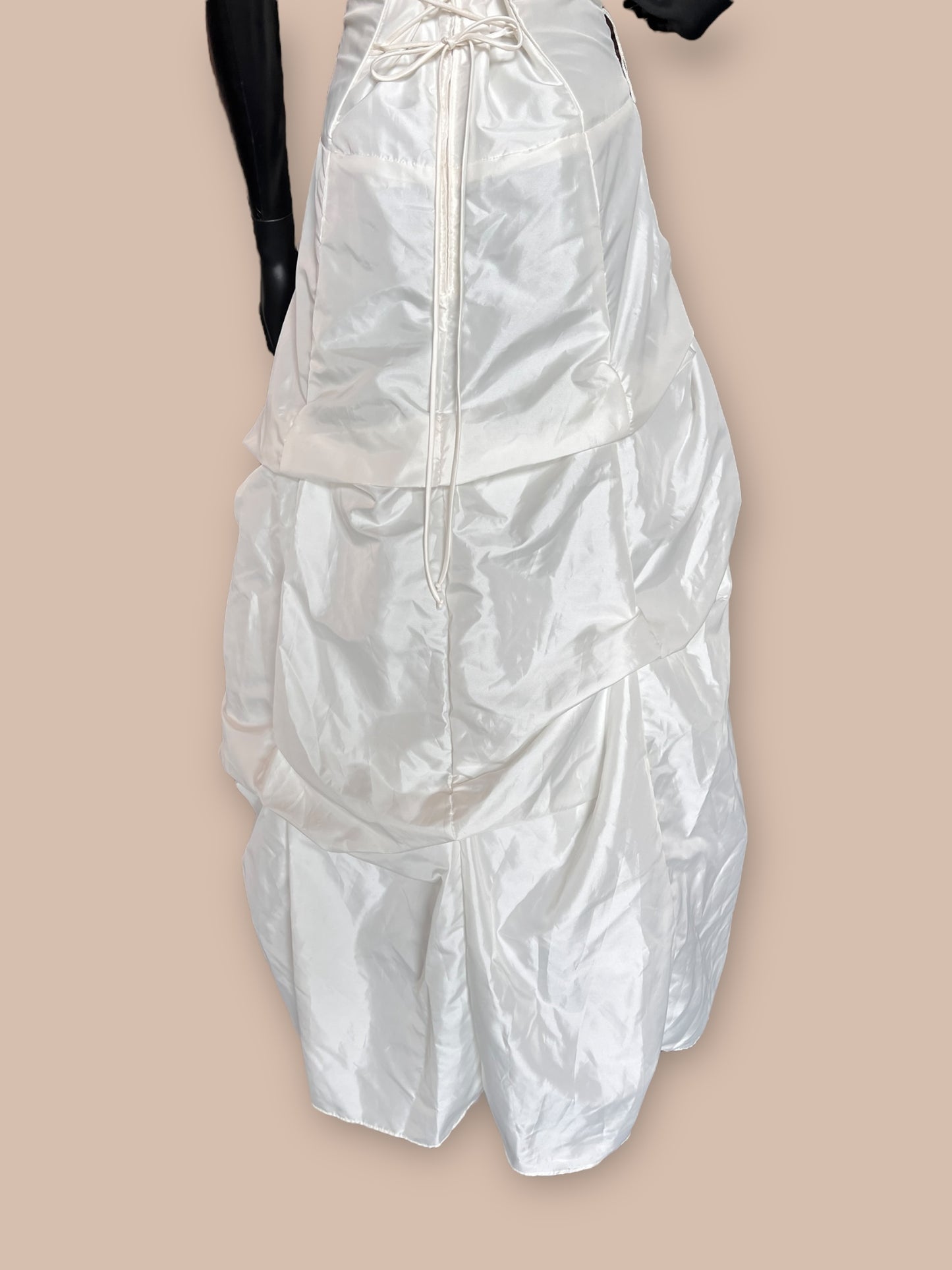 Ivory Taffeta Tuck Wedding Gown