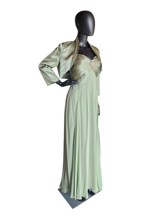 Sage Silk Bias Cut W/Jacket - Niteline