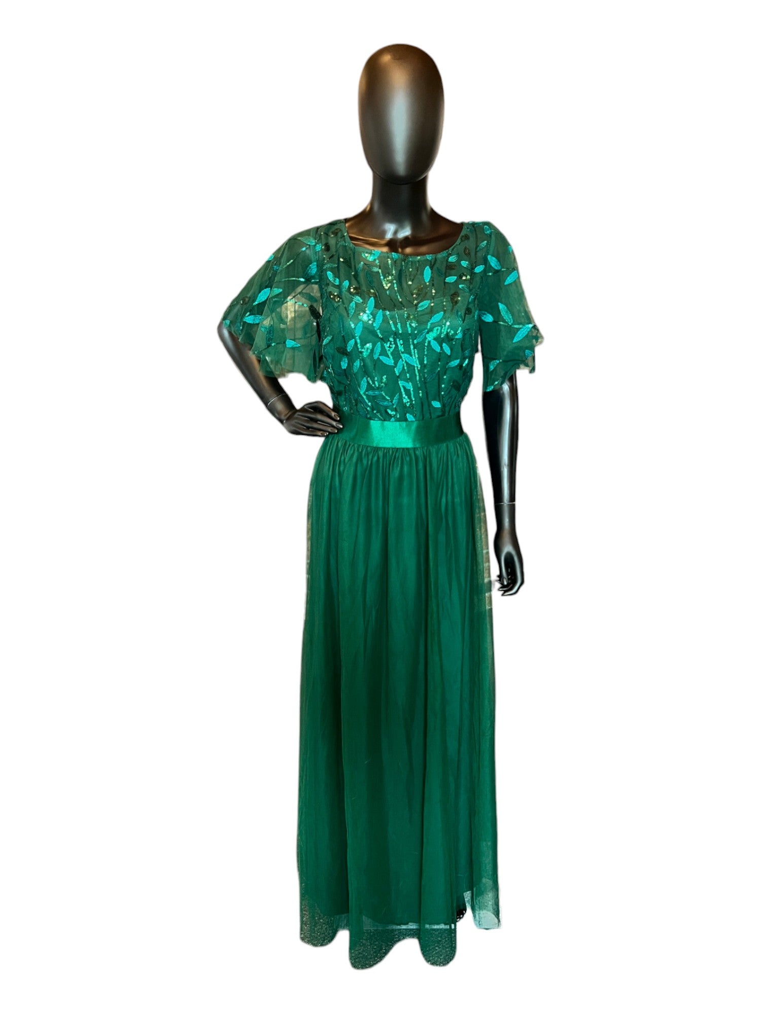 Forest Green Ivy Bodice Empire Maxi Formal Dress Forest Green Ivy Bodice Empire Maxi Formal Dress