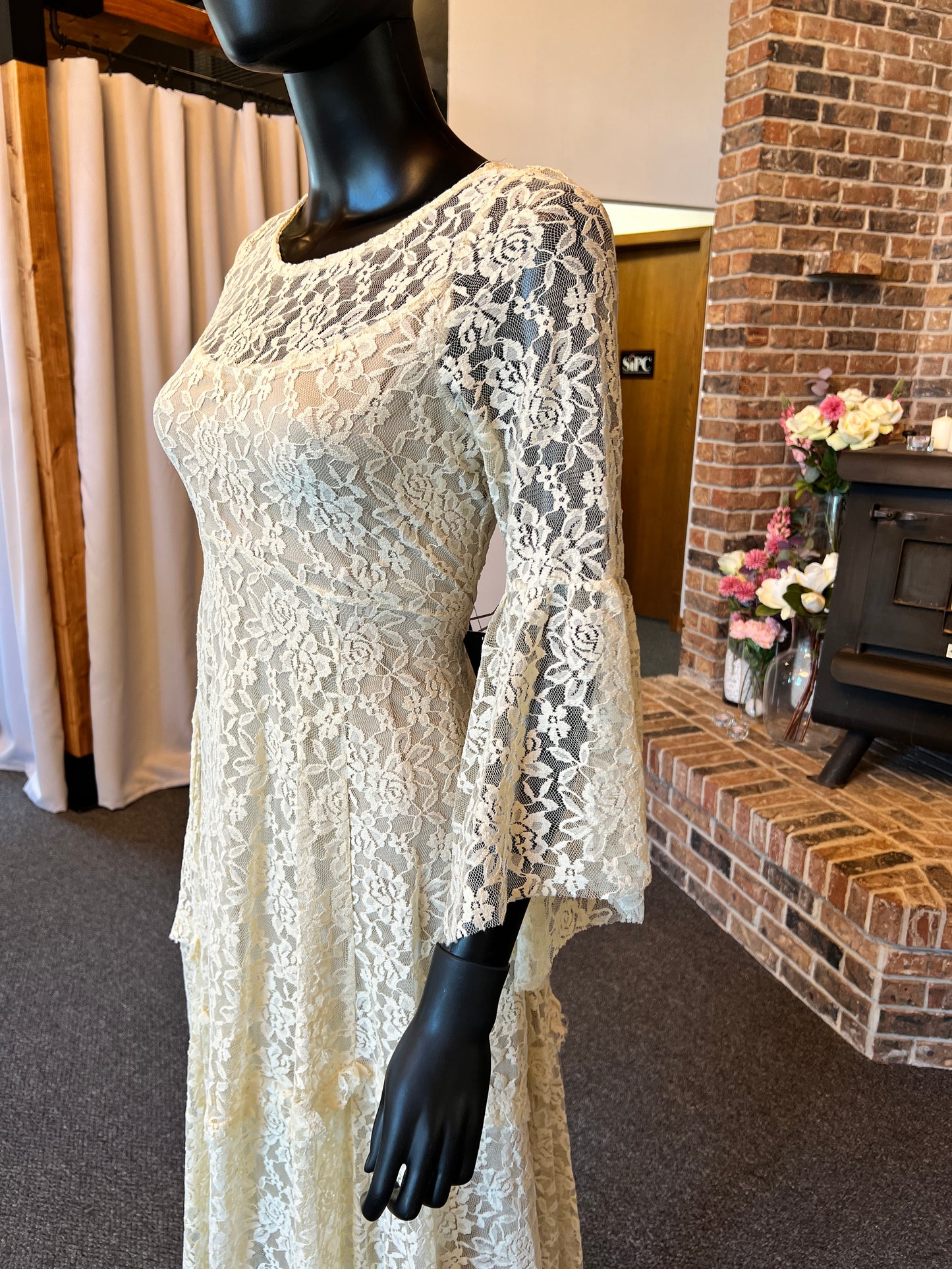 Ivory Lace Long Peasant Long Sleeve