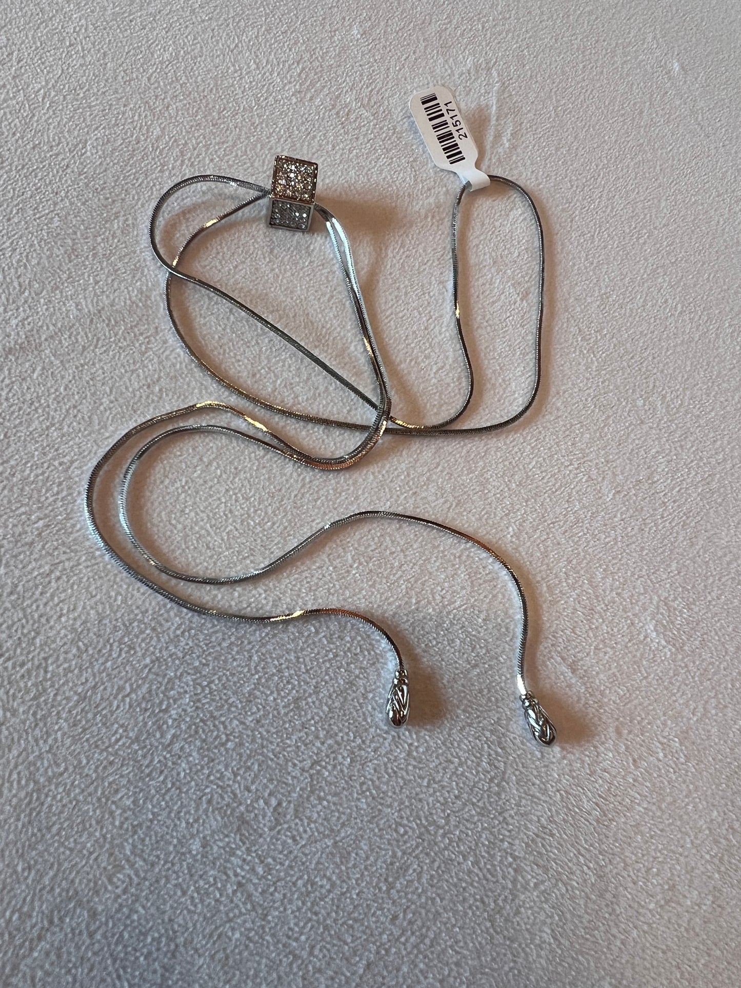 Silver Crystal Box Necklace