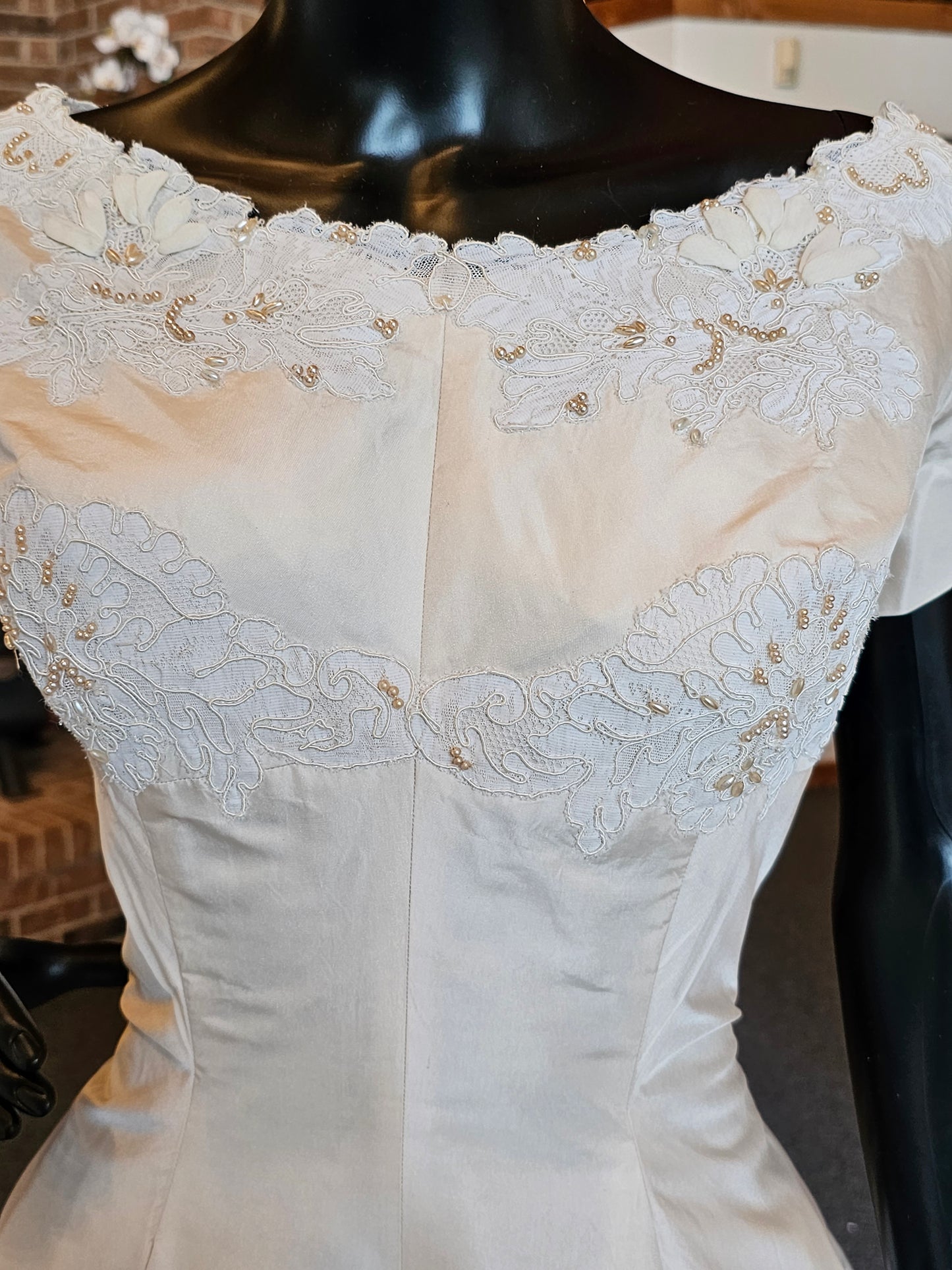 50s cream silk wedding gown