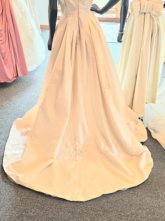 50s cream silk wedding gown