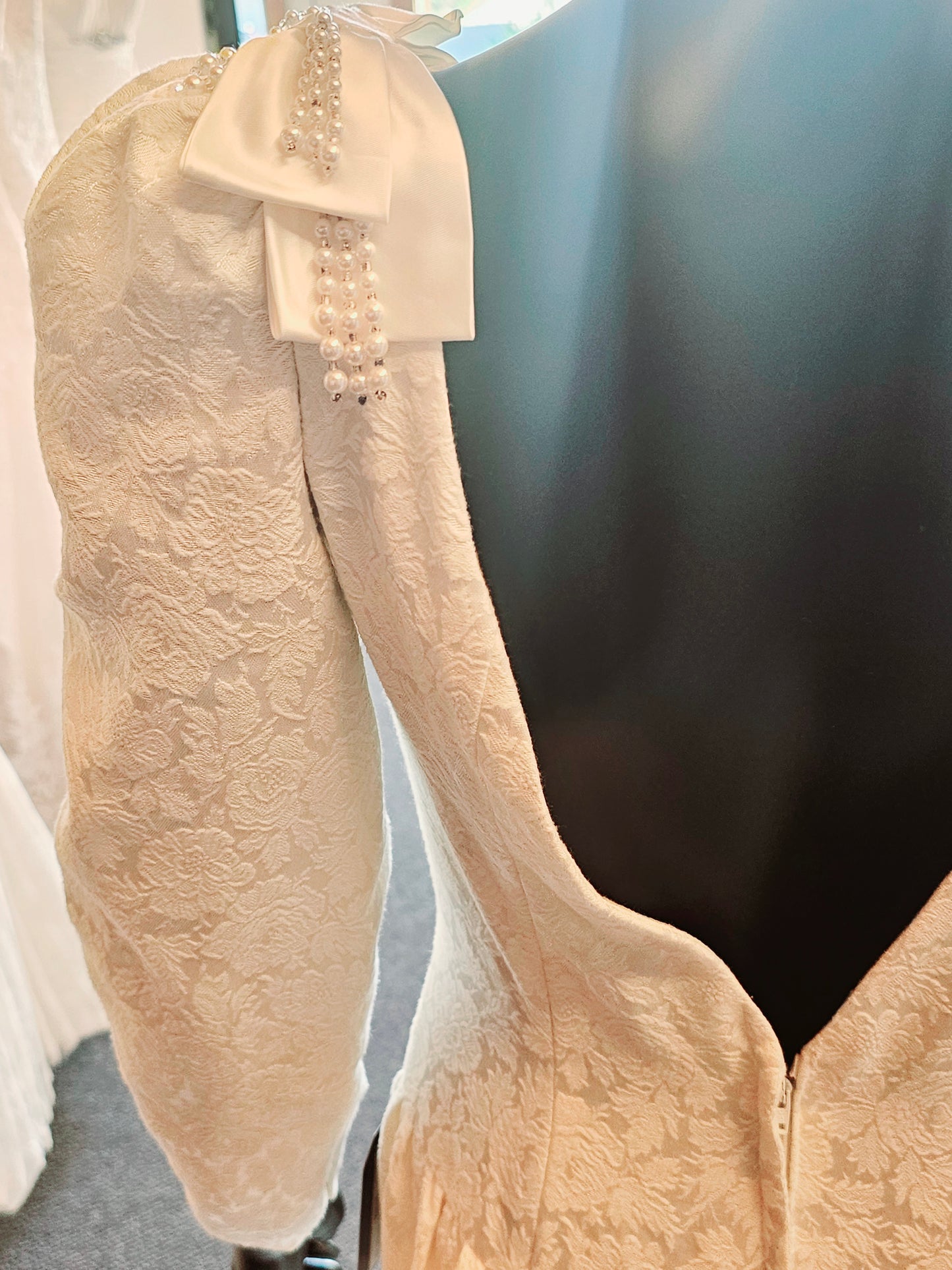 Vintage Jacquard Low V-Back Wedding Gown