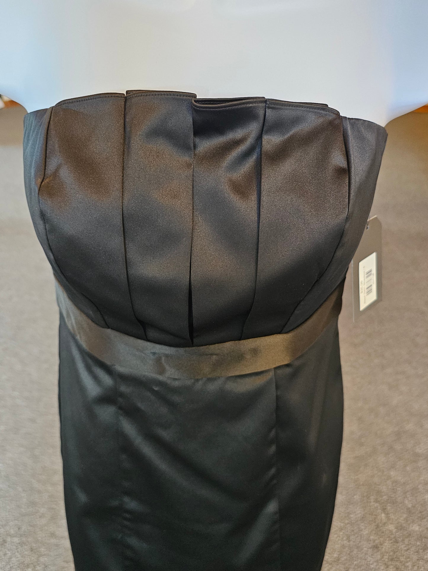 Black Satin Strapless Short Dress