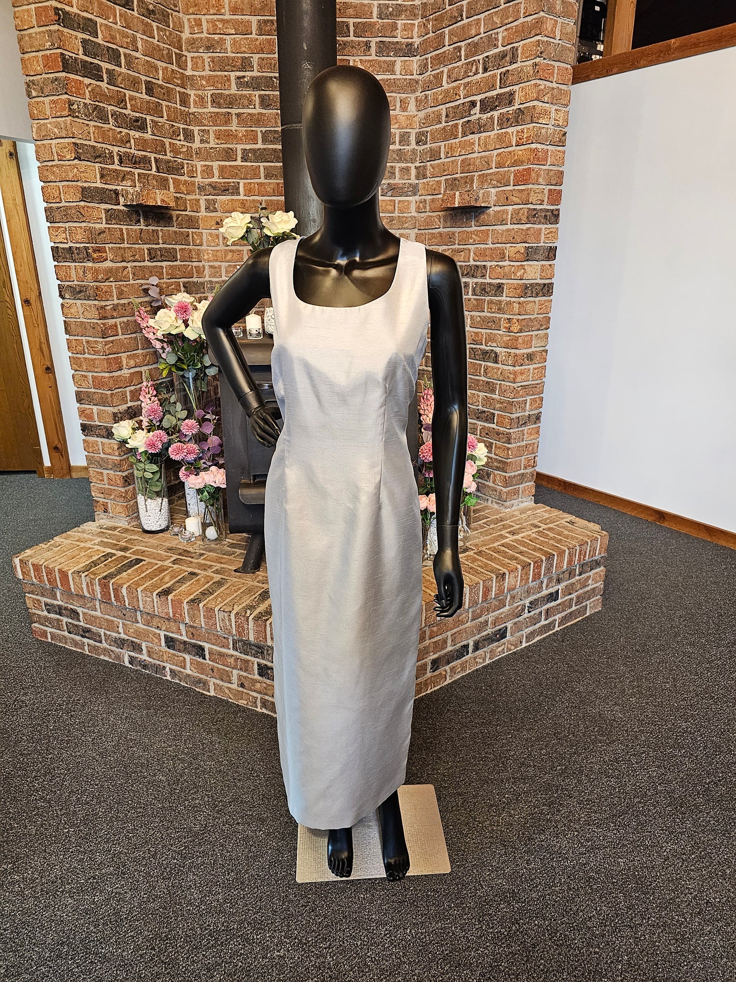 Blue/Silver Jacquard Formal Dress W/ Jacket