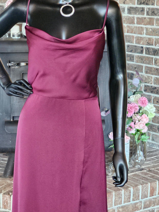 Sangria Crepe Spaghetti Strap Formal Dress - Hayley Paige