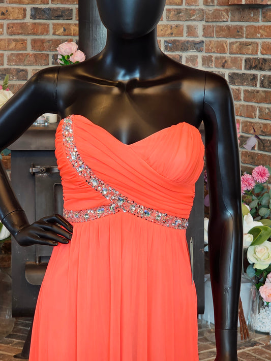 Electric Orange Chiffon Maxi Dress