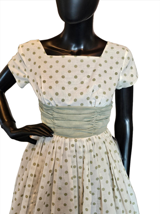 Vintage Green Polkadot Party Dress