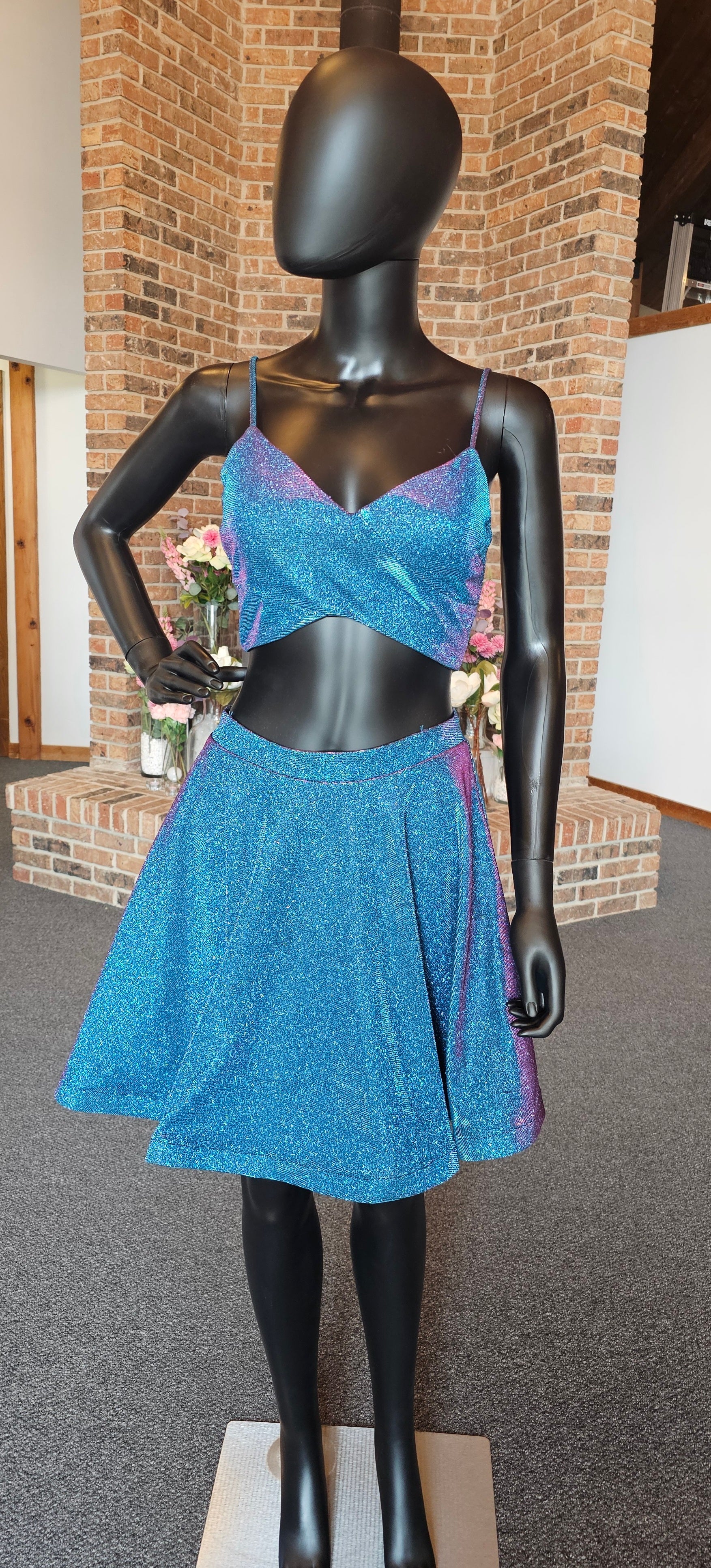 Electric Blue 2-Piece Cropped Party Dress Arabella Bridal Electric Blue 2-Piece Cropped Party Dress Arabella Bridal