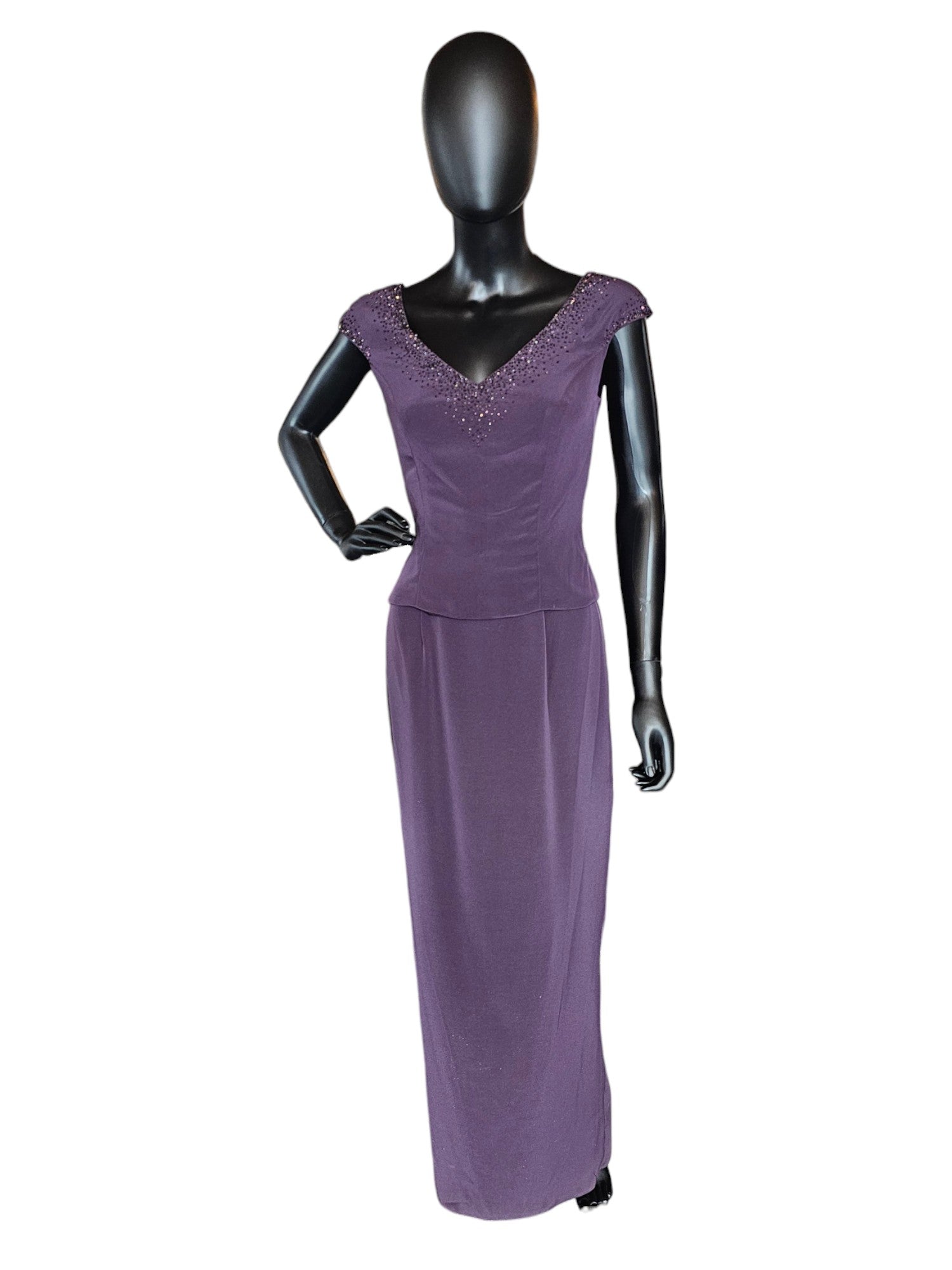 Montage Eggplant Beaded Accent Formal Dress W/Jacket Montage Eggplant Beaded Accent Formal Dress W/Jacket