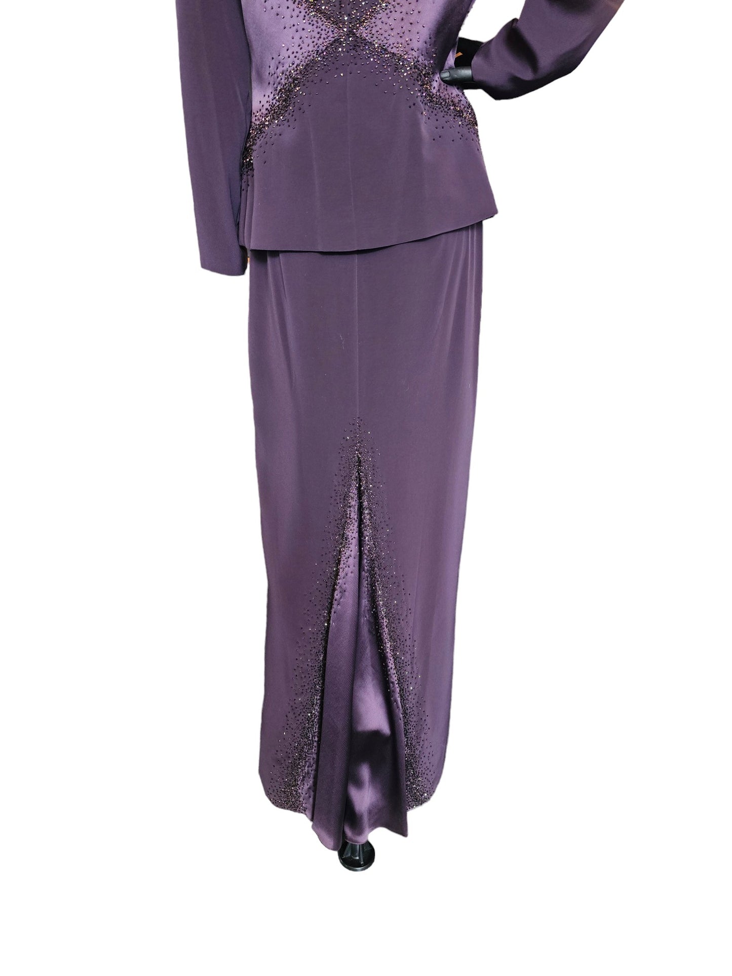 Montage Eggplant Beaded Accent Formal Dress W/Jacket