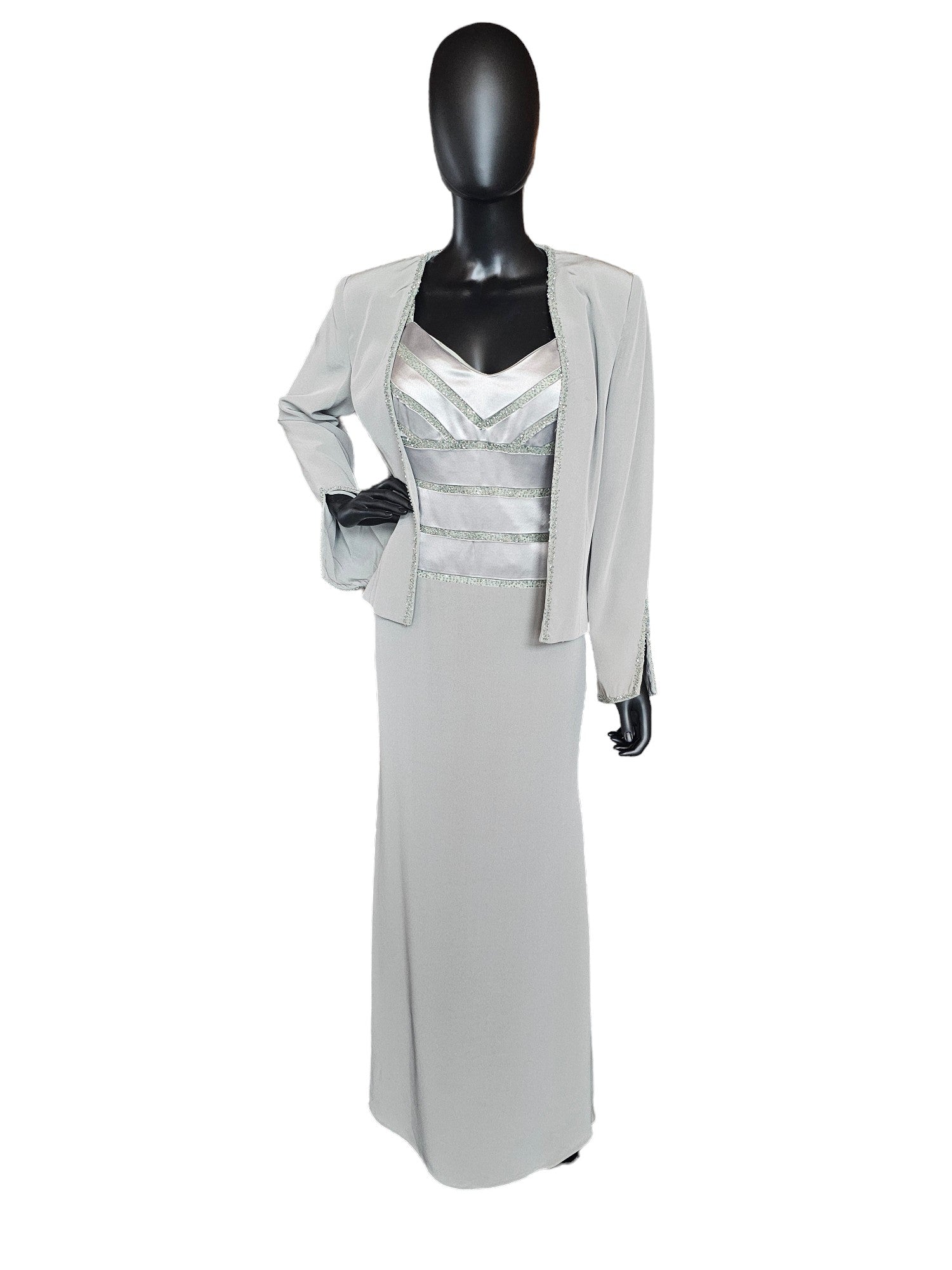 Sage Montage Satin/Crepe Formal Dress W/Jacket Sage Montage Satin/Crepe Formal Dress W/Jacket