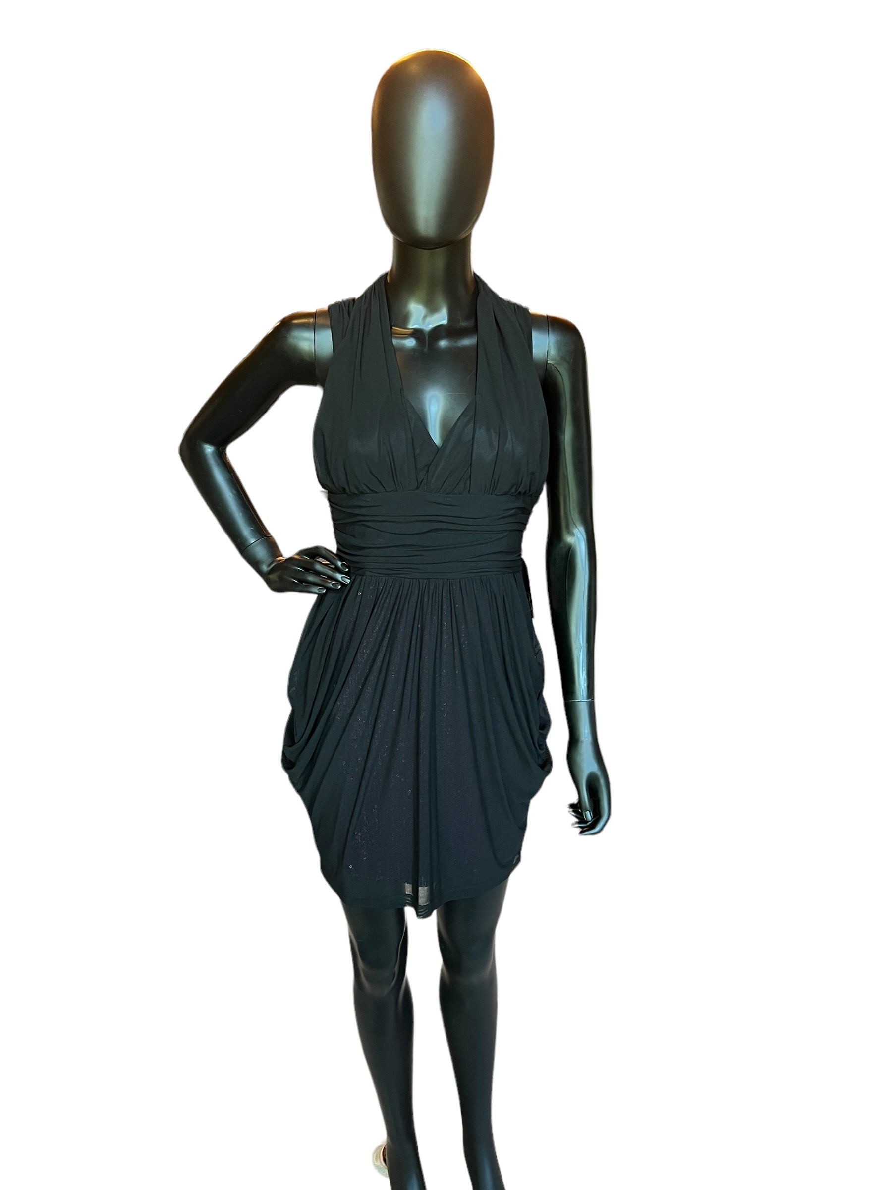 Bebe Black Knit & Pink Sequin Short Dress Bebe Black Knit & Pink Sequin Short Dress