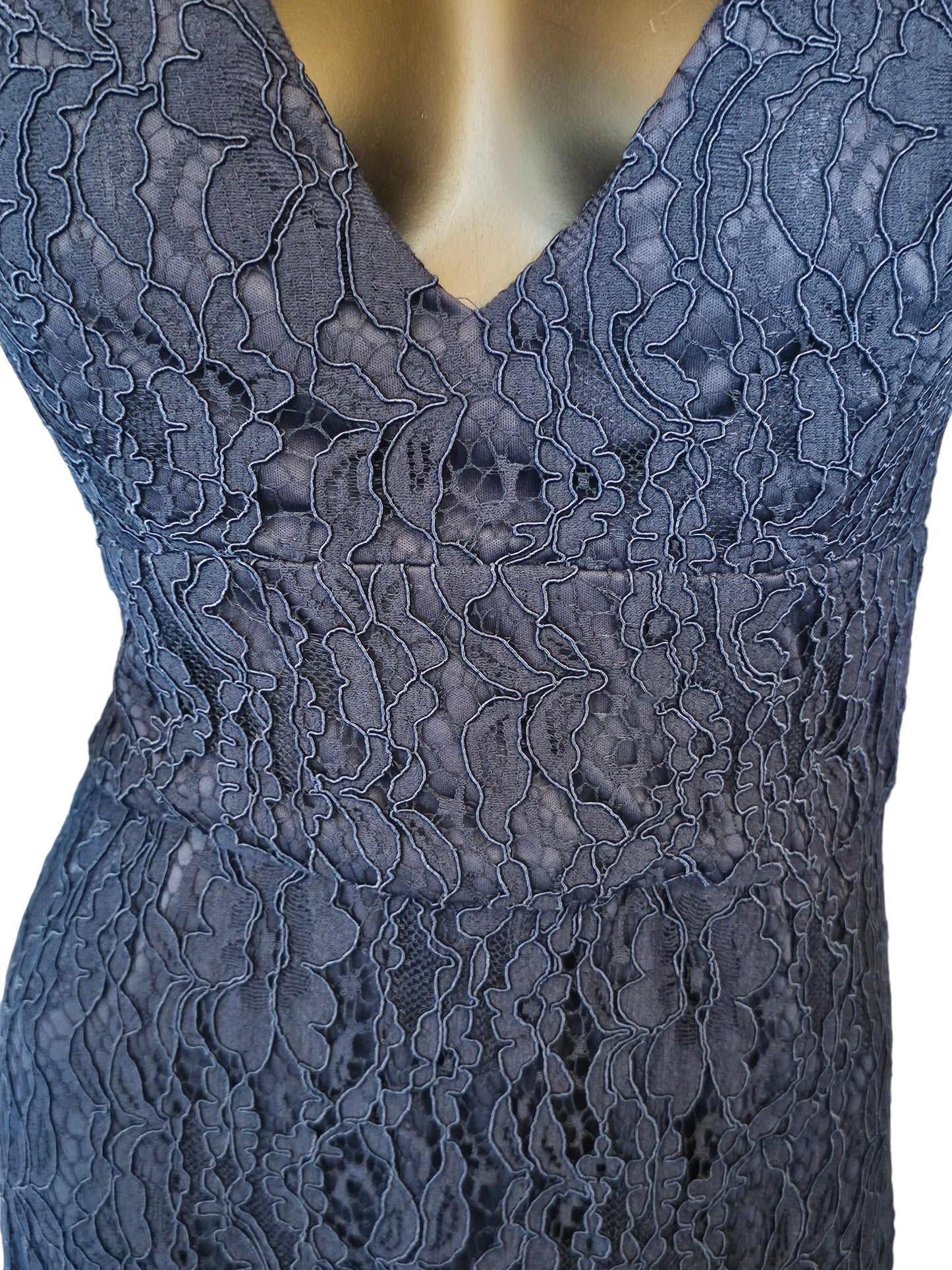 Navy Corded Lace V-Neck Bridesmaid Dress - Hayley Paige - Bridesmaid