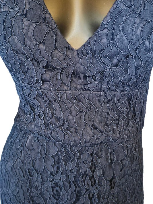 Navy Corded Lace V-Neck Bridesmaid Dress - Hayley Paige - Bridesmaid