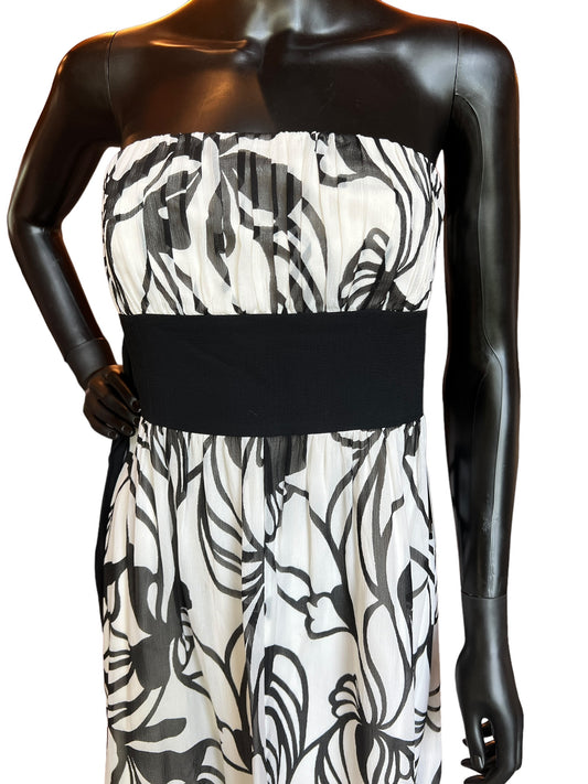 Black/White Chiffon Short Dress