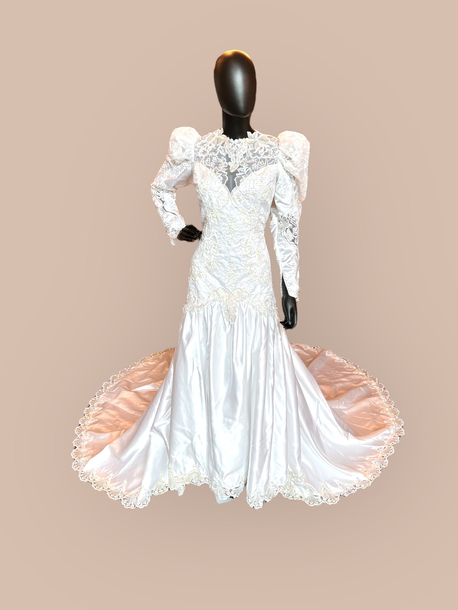 Vintage 90s Lace Sleeve High Neck Wedding Gown Vintage 90s Lace Sleeve High Neck Wedding Gown