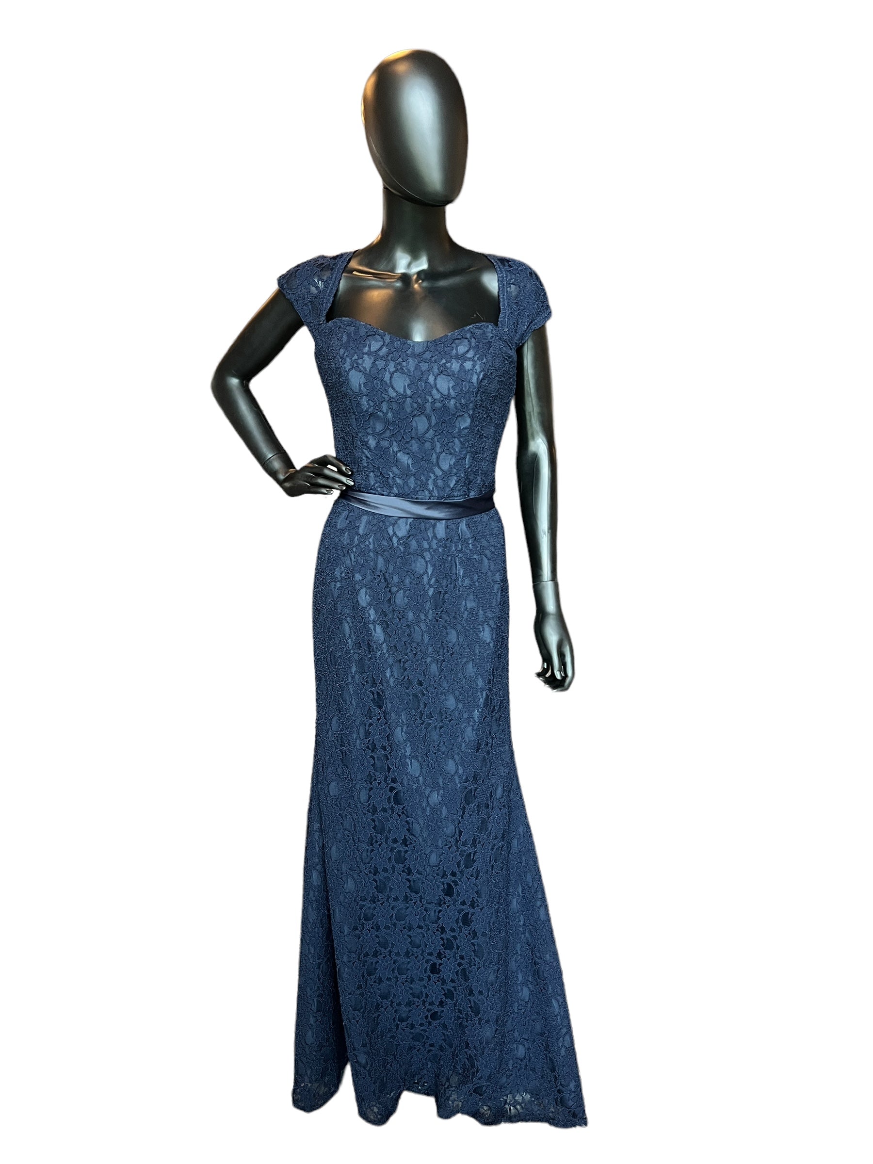 Mori Lee Navy Lace Maxi Formal Gown Mori Lee Navy Lace Maxi Formal Gown