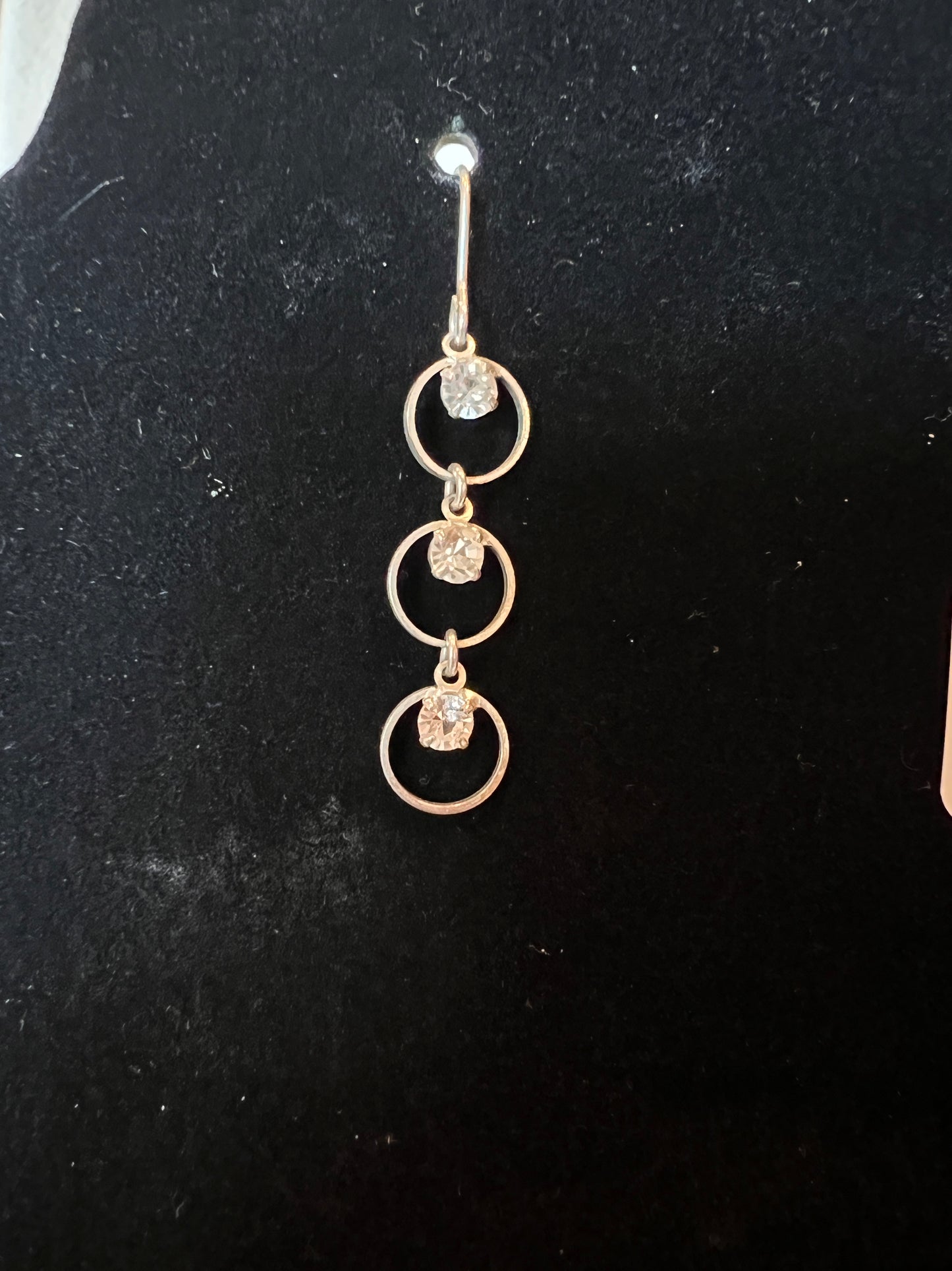 Silver Circle Cystal Hanging Earring