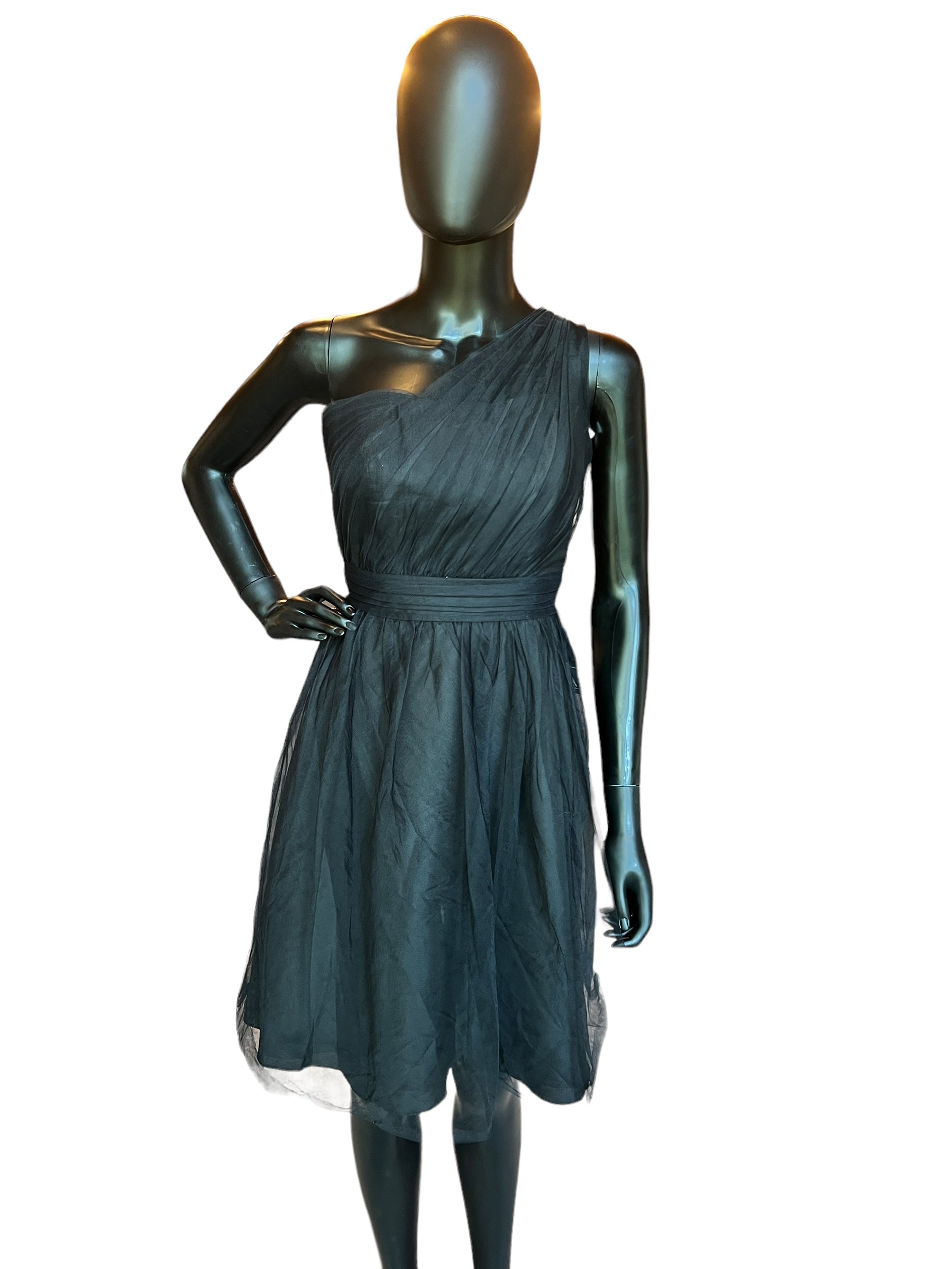 Black Tulle One Shoulder Short Dress Black Tulle One Shoulder Short Dress