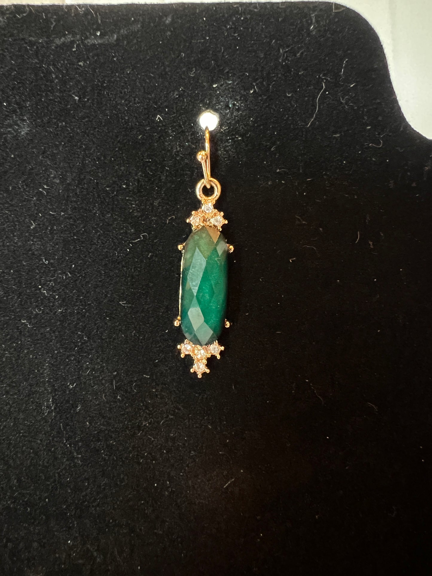 Emerald Crystal Deco Hook Drop Earring