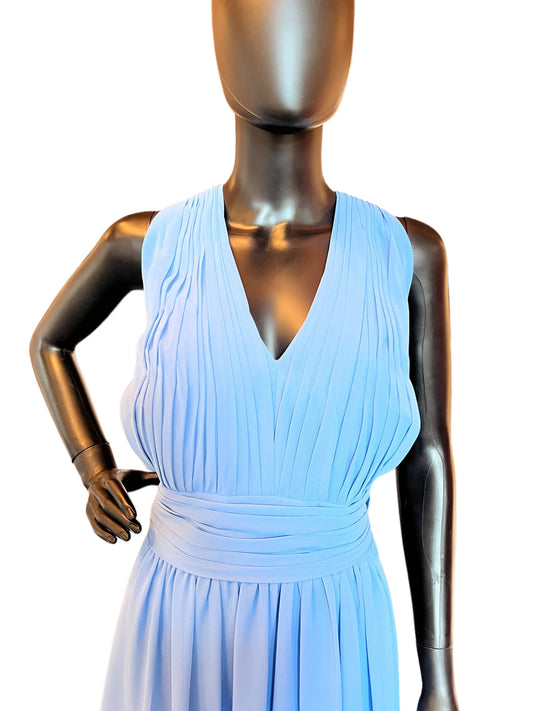 Bill Levkoff Blue Chiffon Knee-Length Formal Dress