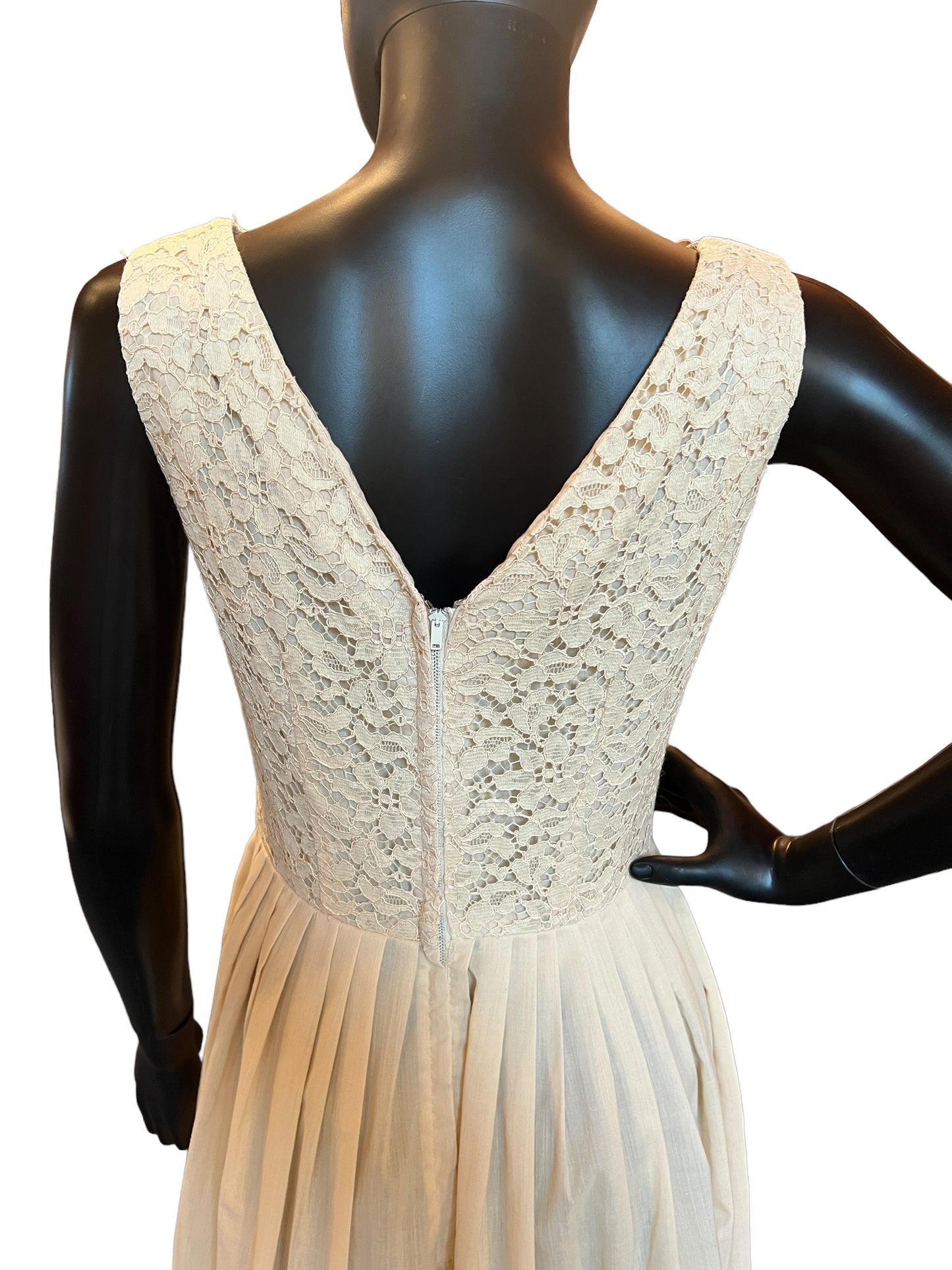 Vintage 50s Cream Cotton Lace Cocktail Dress