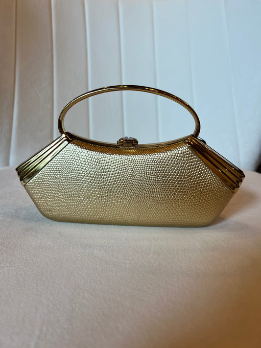 Gold Clutch with Crystal Clasp