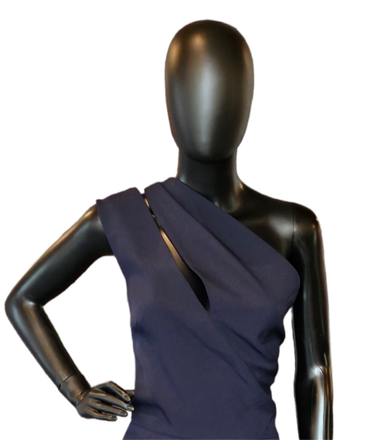 Amsale Navy Crepe Formal Gown