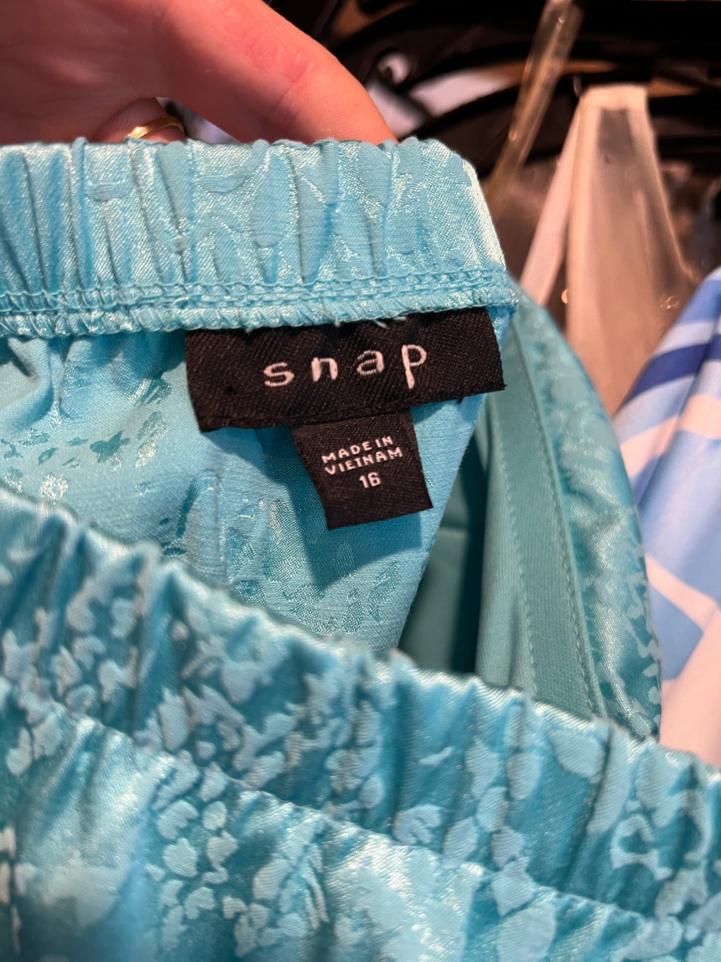 Turquois Brocade Strapless Mid-Length Dress