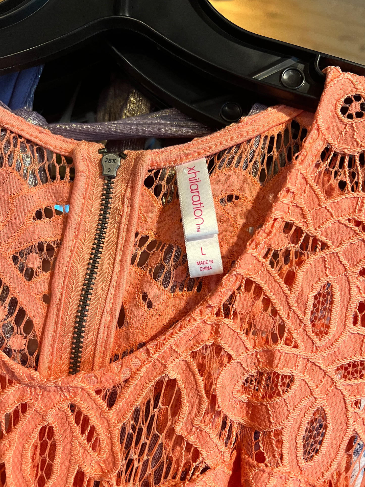 Peach Lace Mid-Length Dress