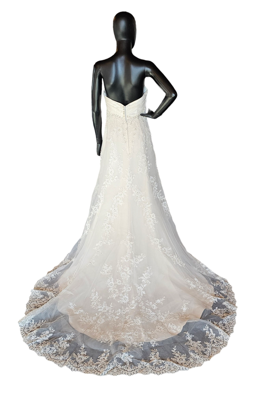 Casablanca Ivory Lace Overlay Wedding Gown