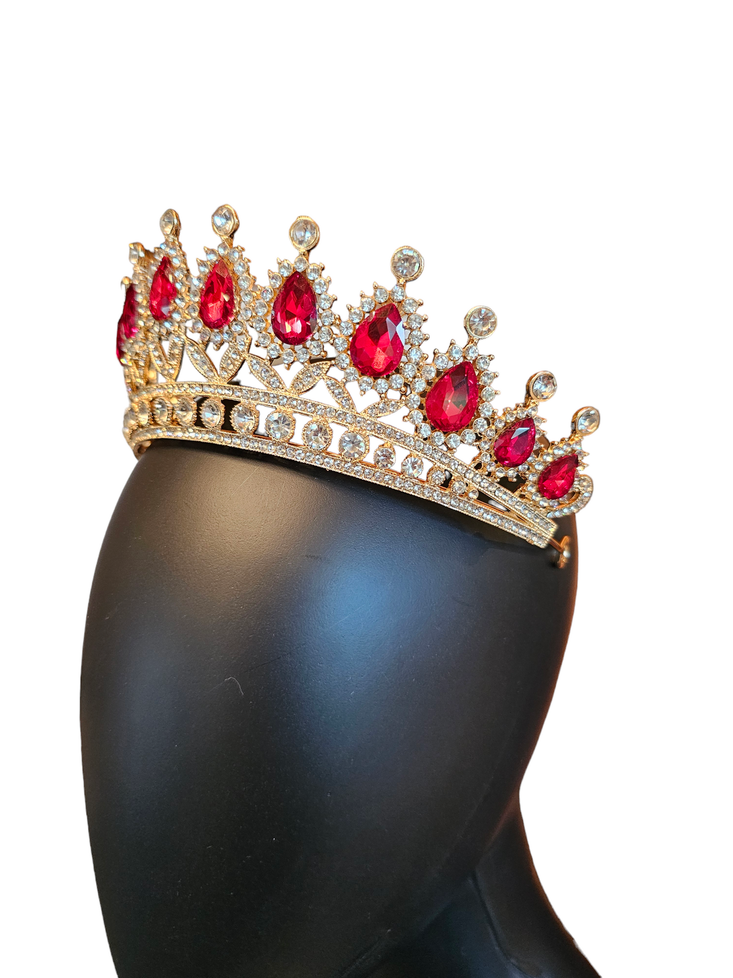 Gold/Red Teardrop Crystal Tiara