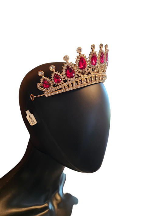 Gold/Red Teardrop Crystal Tiara