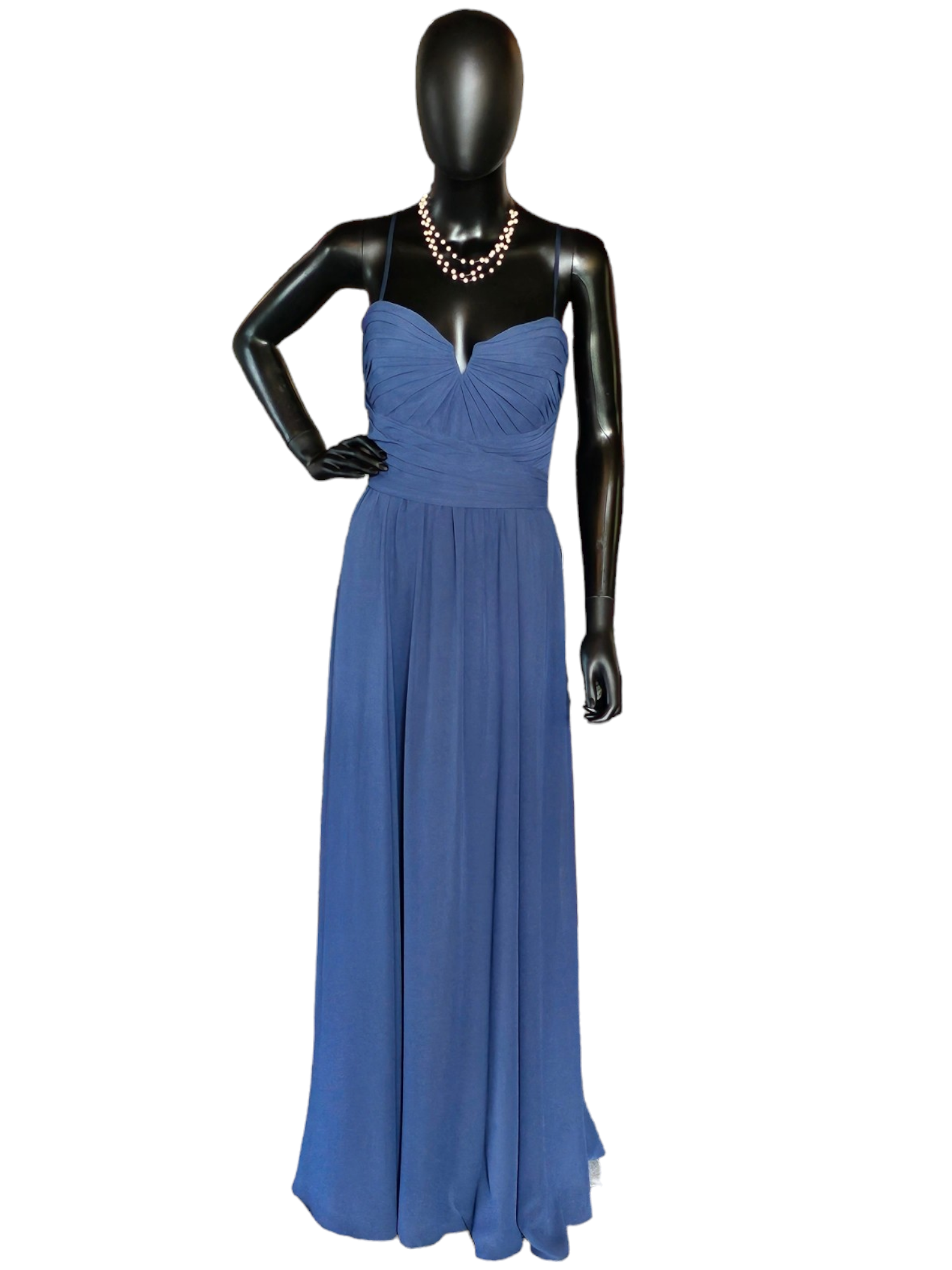 Amsale French Blue Chiffon Spaghetti Strap Formal Gown Amsale French Blue Chiffon Spaghetti Strap Formal Gown