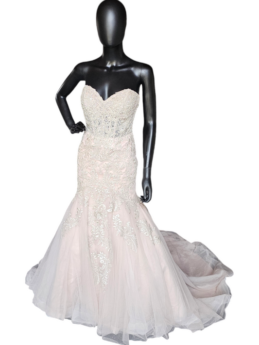 Stella York Fit-Flare Champagne Strapless Wedding Gown