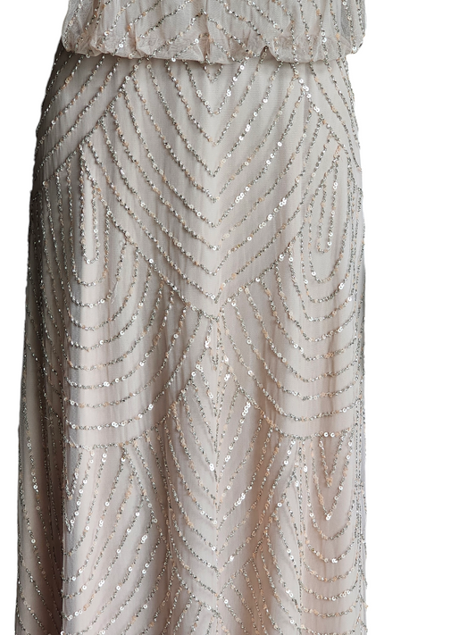 Blush Adrianna Papell Beaded Formal Gown
