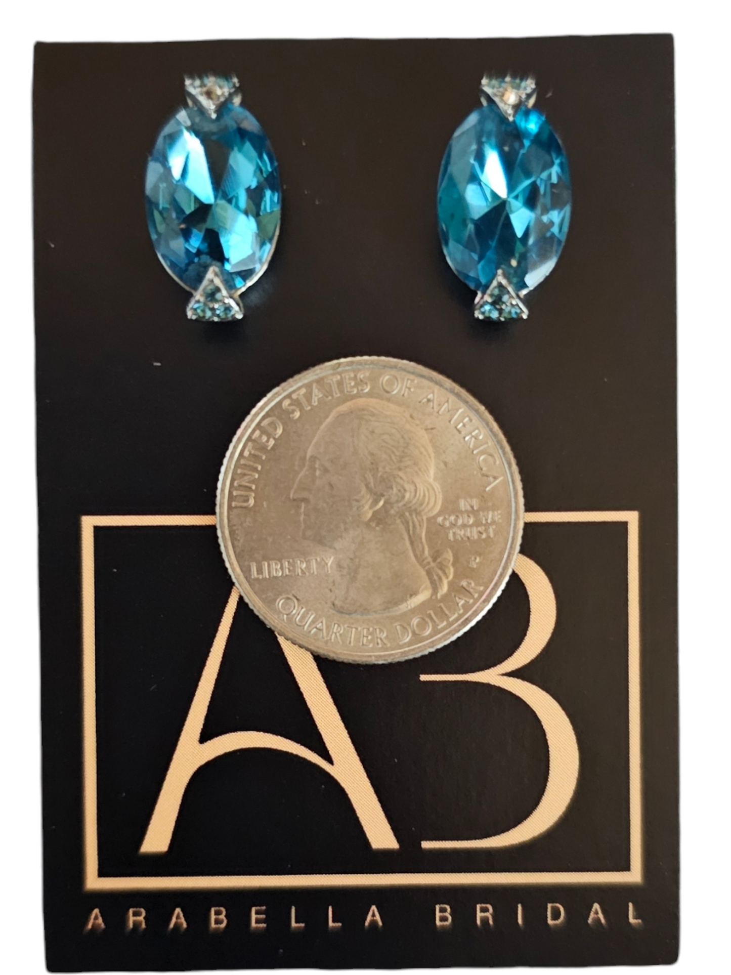 Blue Stud/Oval Crystal earring