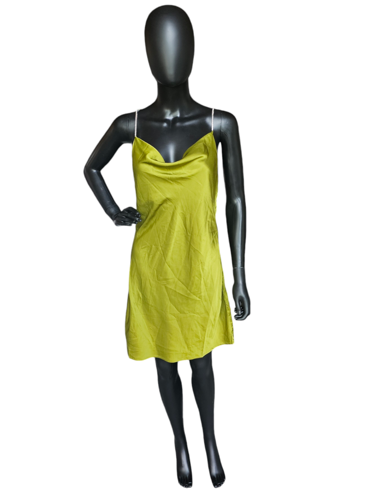 Apple Green Satin Slip Jeweled Strap Dress - Sans Souci NWT Apple Green Satin Slip Jeweled Strap Dress - Sans Souci NWT