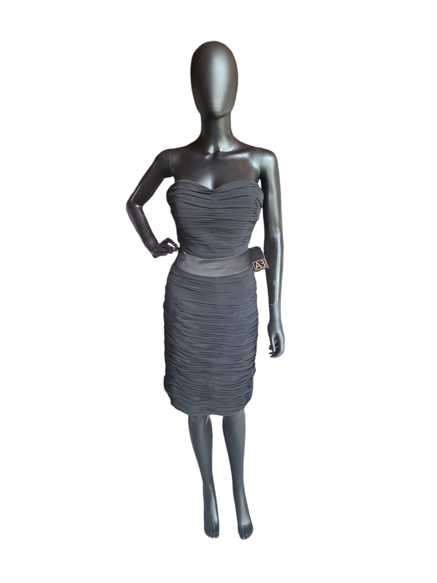 Black Chiffon Shirred Chiffon Fitted Dress Black Chiffon Shirred Chiffon Fitted Dress