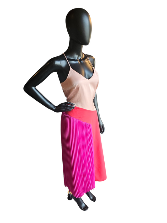 Pink Color Blocked Satin Dress - Cushnie - NWT