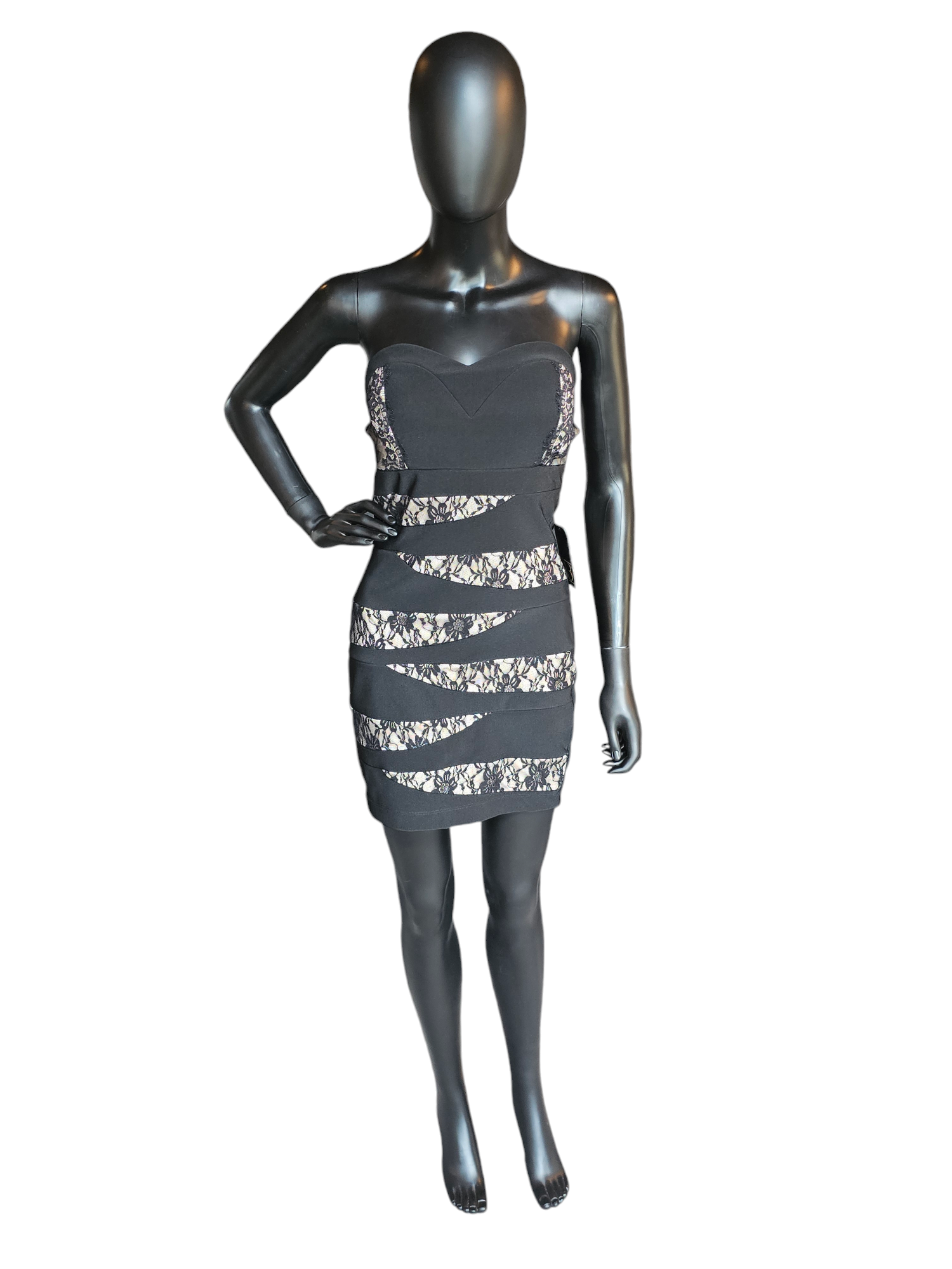 BlackLace/Nude Zig-Zag Bodycon Dress - Emerald Sundae BlackLace/Nude Zig-Zag Bodycon Dress - Emerald Sundae