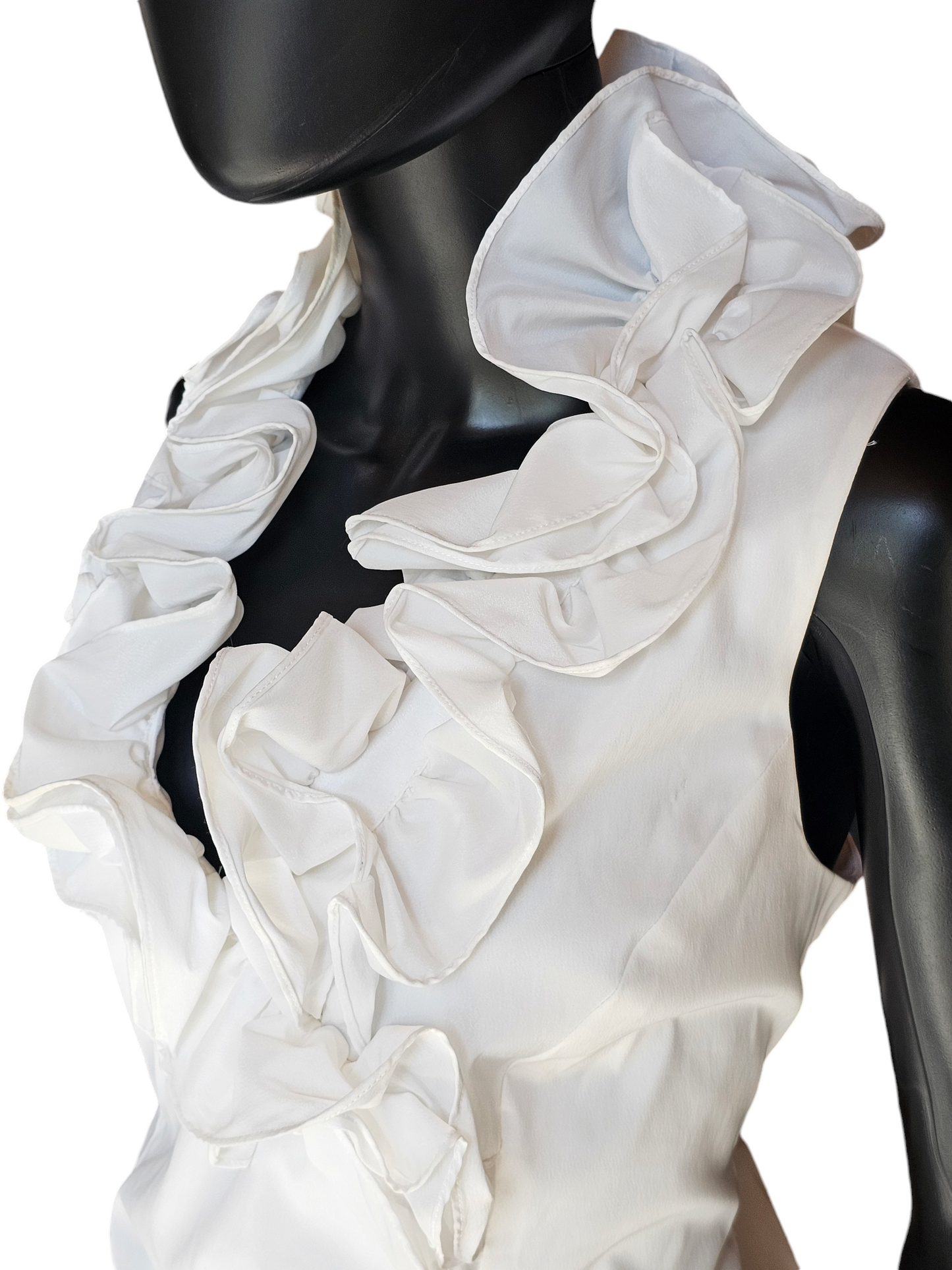 2-Piece White Ruffle Blouse and Tiered Chiffon Skirt