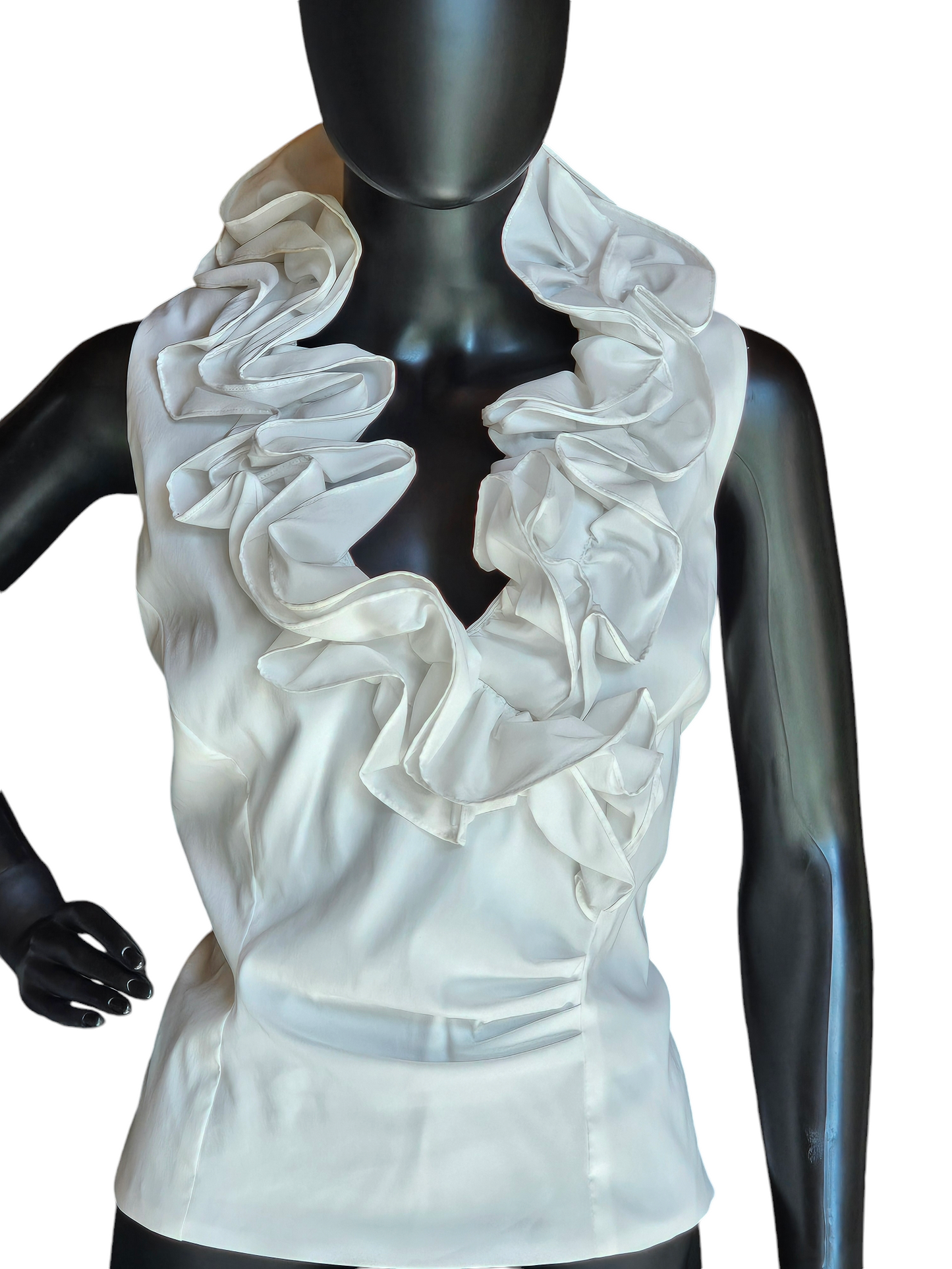 2-Piece White Ruffle Blouse and Tiered Chiffon Skirt