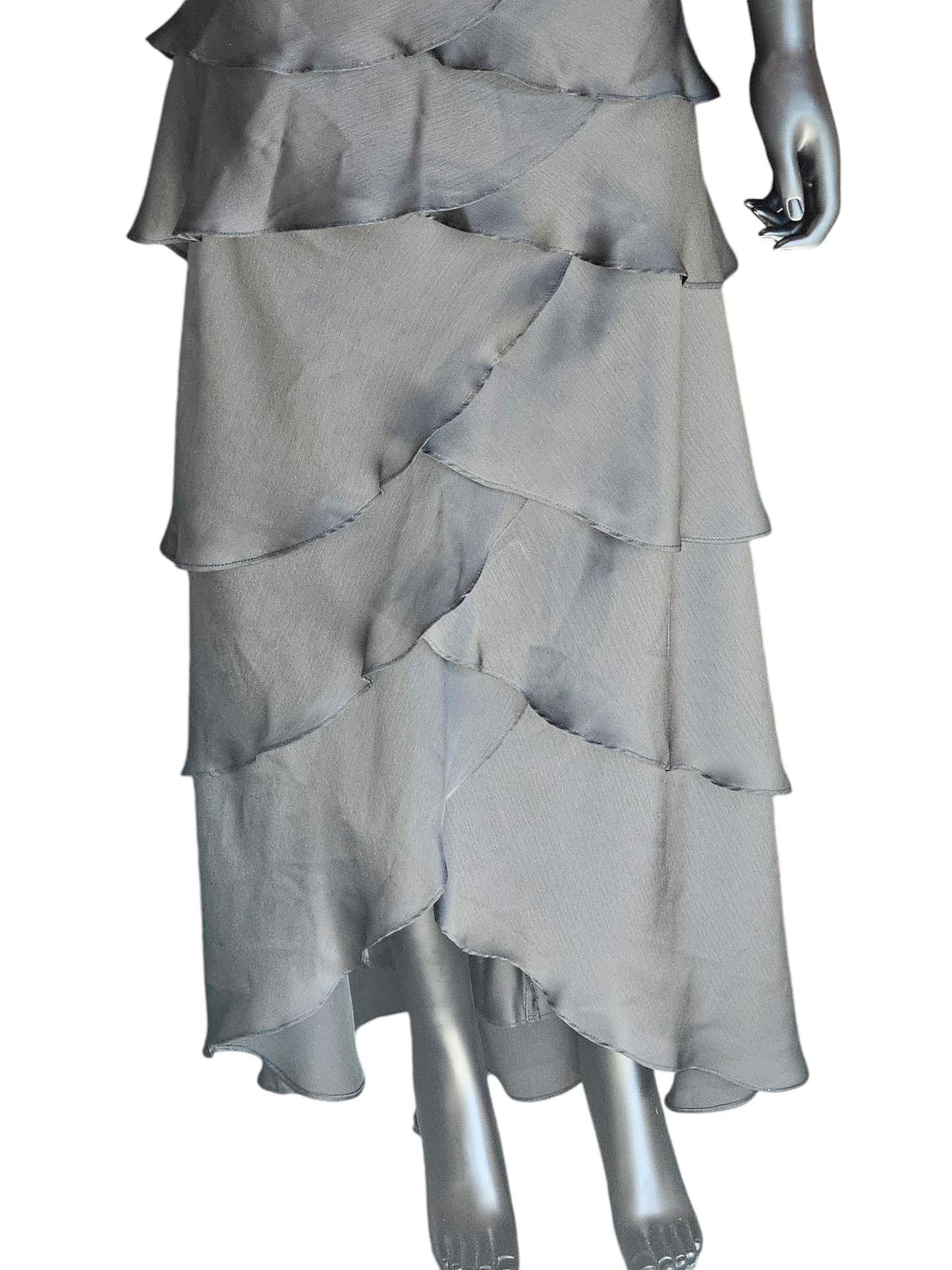 2-Piece White Ruffle Blouse and Tiered Chiffon Skirt