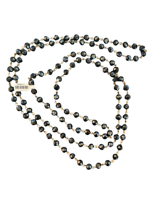 Long Black Crystal Bead Rope
