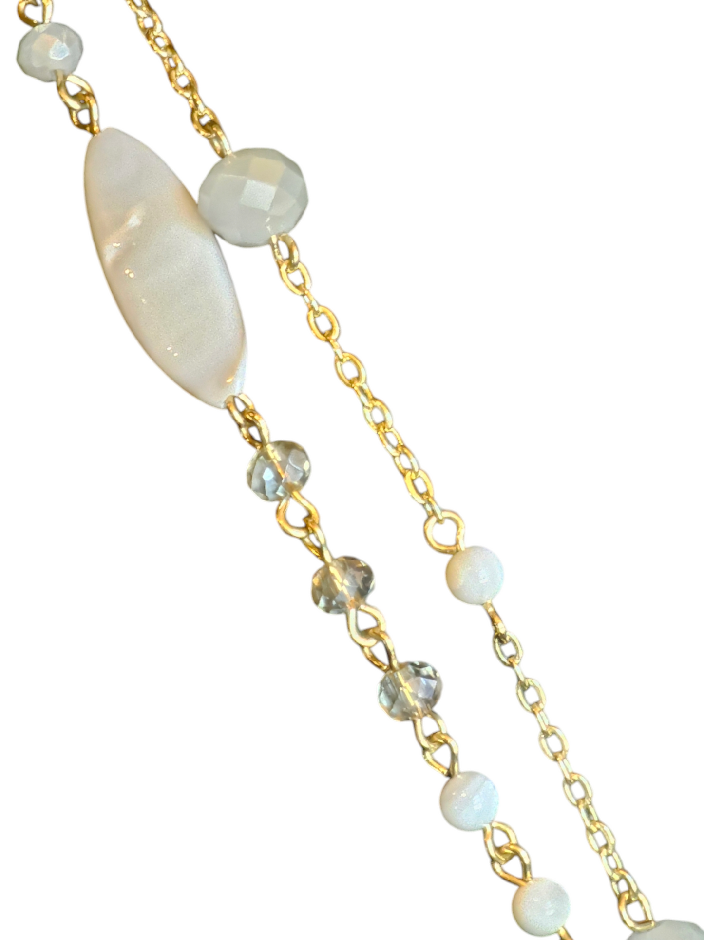 Gold/Ivory/Crystal Long Double Chain Necklace - Talbots