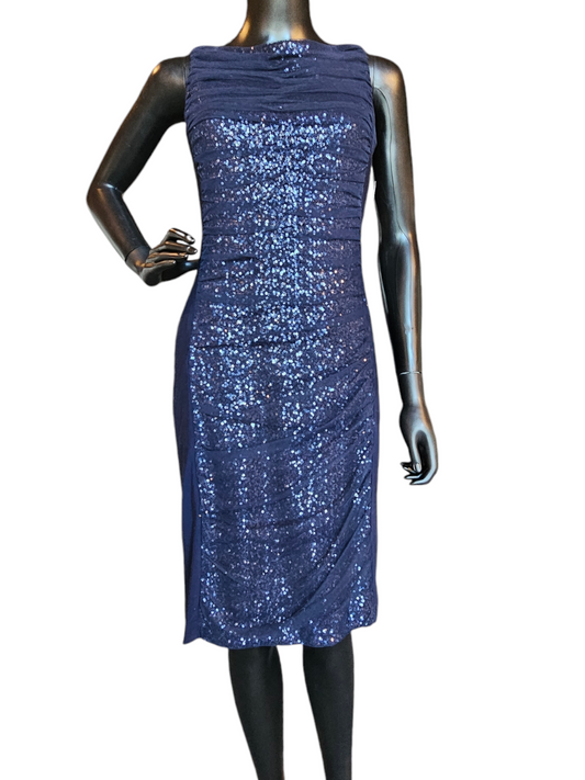 Navy Sequin Sheath Dress - Ralph Lauren