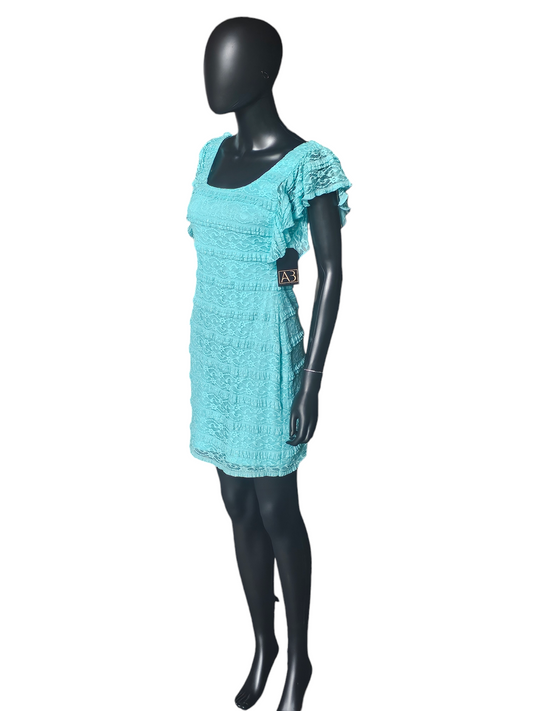 Turquois Lace Flutter Sleeve Dress - Guess Los Angeles